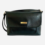 Calvin Klein Black PU Leather Crossbody Bag Gold Accents Good Plus Condition