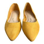 Time And Tru Yellow Gold Velvet Point Toe Ballet Flats Slip On Shoes 8.5 NWOT