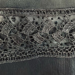 ICE Womens Skirt 10 Black Lace Bead Embellished Midi Silk Crochet Ruffle Hem EXC
