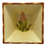Sweet Olive Designs Jane Adams 3 PC Square Bowl Set 6 Tropical Floral Ceramic VG
