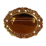 Vintage Gold Tone Oval Brooch 2.25" Victorian Style White Pearl Bead Pin VG