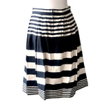Moda at George Black White Striped Midi Skirt UK 10 US 8 Cotton Ruffled Good