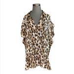 Women Top BETHANY Animal Print Button Front Shirt Chiffon Ruffled Sleeve Blouse