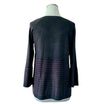 SNT Women's Black Purple Striped Cardigan Size S Button Front Acrylic Cropped VG