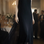 Vintage Jones NY Black V-Neck Ruffle Beaded Midi Ball Gown Dress Size 10 NWT