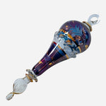 Oversized Egyptian Teardrop Glass Christmas Ornament 8.5” Blue Purple Gold Art