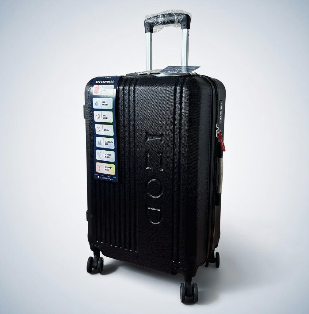 IZOD Zane 24 Inch Hardshell Spinner Luggage Black Expandable Suitcase New