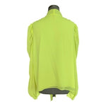 WHBM Womens Top L Neon Yellow Sheer Puff Long Sleeve Tie Neck Blouse EXC
