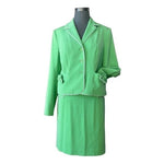 Studio G Lime Green Pencil Skirt Suit Blazer Set Tie Pockets Size 10 NWT