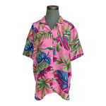 Vintage Alfred Dunner Hawaiian Floral Silk Blouse 18 Button Front Short Sleeve