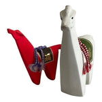 Zodiac Sign Llama Horse Figurines Set of 2 Japanese Ceramic Red White 3-4" Uma