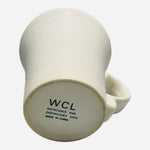 Pair 2 WCL White Ceramic Coffee Mugs 4.5" Retro Ribbed Stripes Vintage Cups