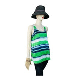 MICHAEL KORS Multicolor Stripe Satin Tank Top Women M Sleeveless Blouse EXC