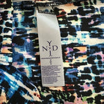 NYDJ Multicolor Abstract Print Blouse Women Sz M 3/4 Sleeve Polyester Shirt EXC