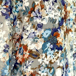 Isabel Hayley Womens Blouse PM Blue Floral 3/4 Sleeve Button Up Shirt Petite EXC