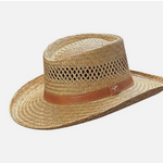Dorfman Pacific Men's Tan Sun hat Rush Gambler Straw Hat Natural  Size Small VG
