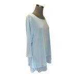 Alfani Women's Light Blue Chiffon Layered Top XXL Sheer 3/4 Sleeve Relaxed VG