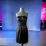 David's Bridal Black Strapless Ruched Waist Fit Flare Dress 2 Pockets Prom VG