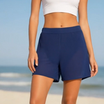 D&Co Beach Blue Athletic Shorts Built-In Panties Activewear Size 16 NWOT