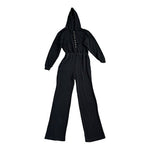 Free People Women's Black Hooded Button Front Jumpsuit XS Adjustable Waist NWT