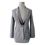 ELIE TAHARI Silk Blazer Grey Single Button Jacket Nordstrom Women Size 6