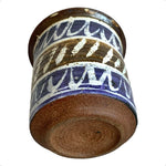 Rare Vintage Pottery Ceramic Planter 5.5” Handmade Brown Blue White Clay Pot