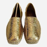 Franco Sarto Kenna Gold Crinkle Leather Espadrilles Slip On Loafers Size 5.5 NIB