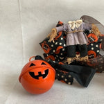 Halloween Pumpkin Garland 13" Orange Black Metal Jingle Bells Wall Door Hanging