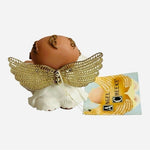 Russ Berrie Angel Cheeks With Dog Figurine 6" Vintage Cream Brown Collectible