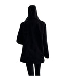 GALLERY Womens Jacket M Black Removable Lining Hood Long Sleeve Zip Coat VG