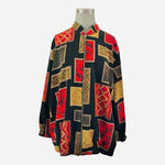 Vintage Kensington Square Black Patchwork Zip-Up Jacket Women XXL
