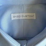 ENZO Custom Tailored Light Blue Cotton Button-Up Long Sleeve Men's Shirt Size M