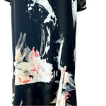Leith Women's Black Floral Print Mini Dress M Ruffle Hem Keyhole Back Bell