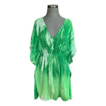 HIGHNESS Womens Swim Cover Up One Size Green White Sheer Tunic Beach Dress EXC