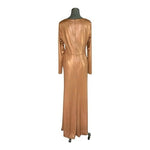 Lauren Ralph Lauren Gold Metallic Jersey Gown Twist Waist Maxi Dress Size 10 NWT