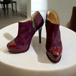 PRIMADONNA Burgundy Faux Suede Leather High Heel Ankle Booties Women’s Size 36