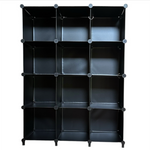 12-Cube DIY Modular Plastic Closet Organizer Bookcase Storage Shelves Black NIB