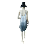 Bali Queen Women's White Grey Metallic Bead Neckline Dress Midi Rayon Adjustable