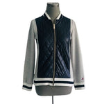 Tommy Hilfiger Women's Gray Navy Zip Front Cardigan XS Long Sleeve Blazer VG