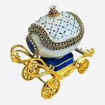 Princess Crystal Carriage Music Box Goose Eggshell Hand Painted Jewelry Trinket