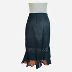 ICE Womens Skirt 10 Black Lace Bead Embellished Midi Silk Crochet Ruffle Hem EXC