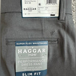 HAGGAR H26 Grey Slim Fit 4-Way Stretch Super Flex Waistband Dress Pants Sz 30x30