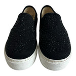 Just Lida Black Canvas Rhinestone Studded Slip-On Loafers Flats US 8.5
