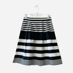 Moda at George Black White Striped Midi Skirt UK 10 US 8 Cotton Ruffled Good