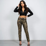 JUST USA Black Label Python Print Jeans Gold Women Size 30