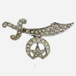 Rare Vintage 60s Masonic Order Eastern Star Scimitar Sword Brooch Rhinestone VG