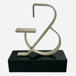 Ampersand Iron Sculpture Black Granite Base Silver Decorative Figurine 10" VG