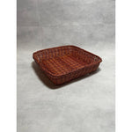 Vintage Mini Ceramic Casserole Dish 7" Brown Wicker Basket Floral Stoneware VG