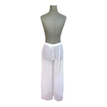 SAND N SUN White Mesh Wide Leg Beach Pants Floral Embroidered XL See Through NWT