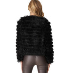 ELYSIAN Fluffy Yarn Faux Fur Black Open Front Fleece Jacket Women’s S